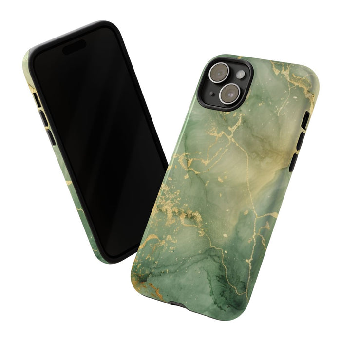 Groene en Gouden Marmer Abstract
