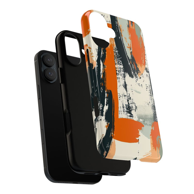 Abstract Oranje-Zwart Penseelstrepenpatroon
