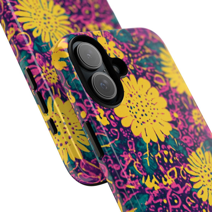 Gele en Paarse Bloemenprint