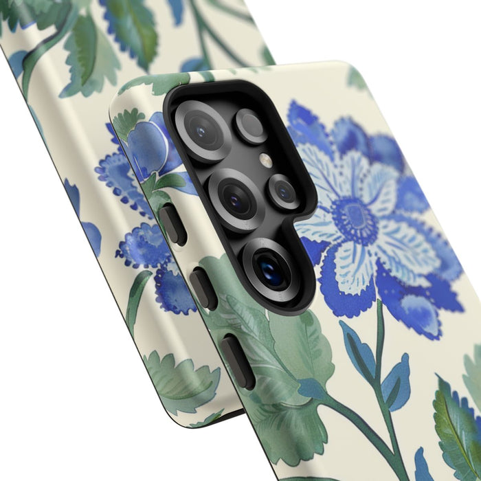 Blauw Waterverf Bloemenpatroon