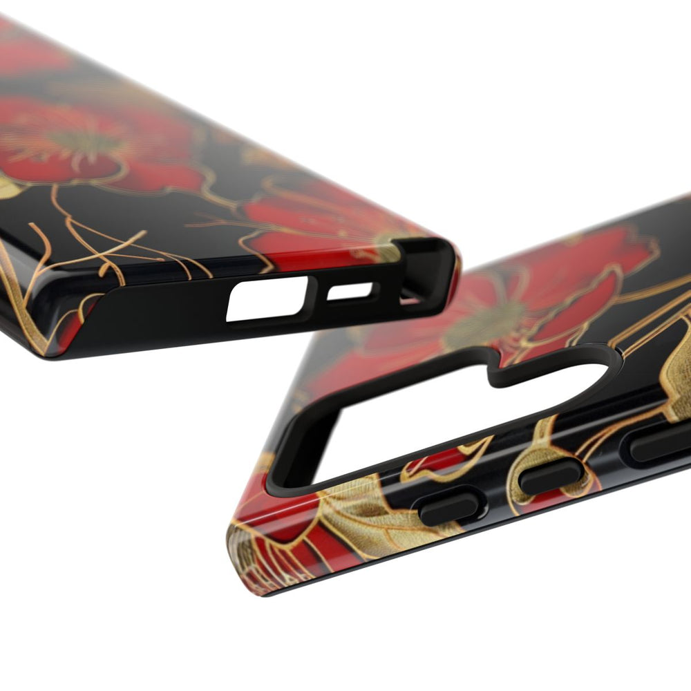 Rood-Gouden Bloemenpatroon