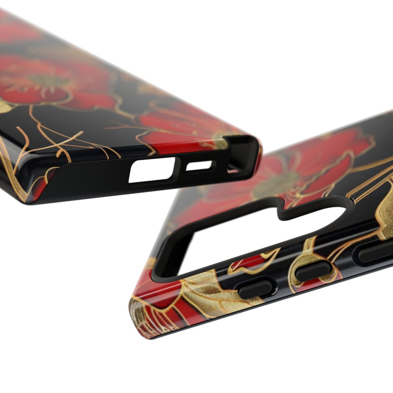 Rood-Gouden Bloemenpatroon