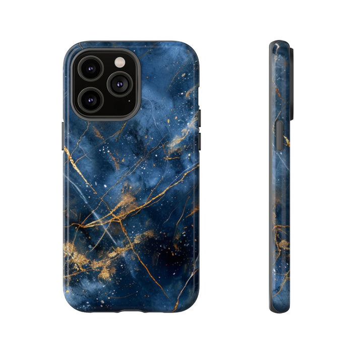 Blauw Marmerpatroon met Gouden Adering
