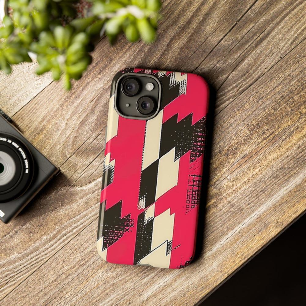 Roze en Zwart Pied-de-Poule Patroon
