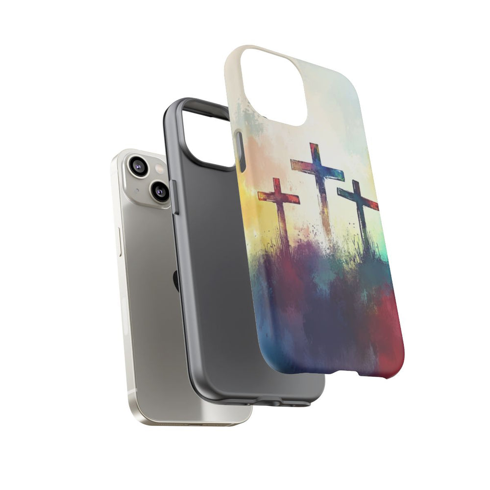 Drie Kruisen in Abstracte Waterverf