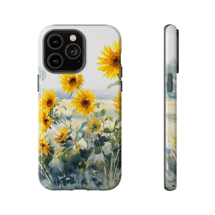 Gele Zonnebloemen in Pastelkleurig Landschap