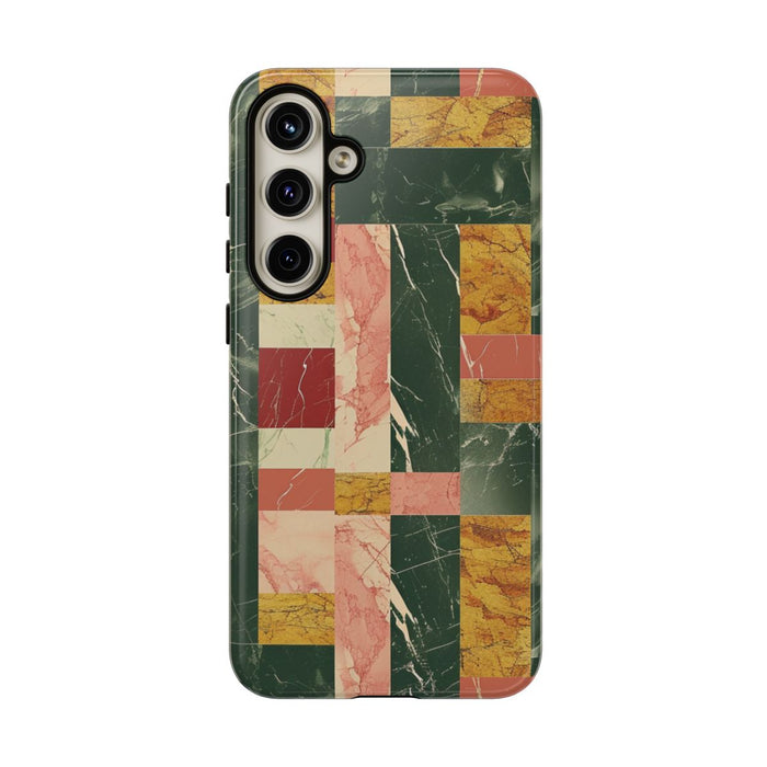 Retro Marmerpatroon in Geometrische Blokken