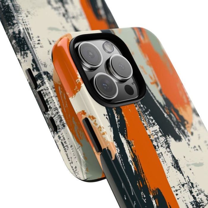 Abstract Oranje-Zwart Penseelstrepenpatroon