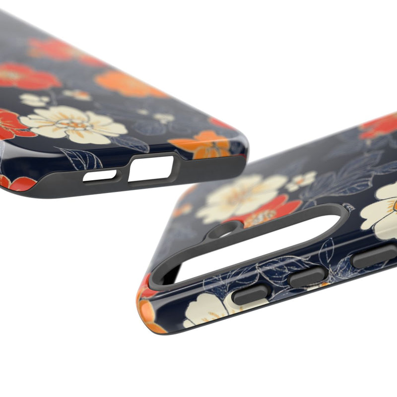 Oranje en Witte Bloemenprint