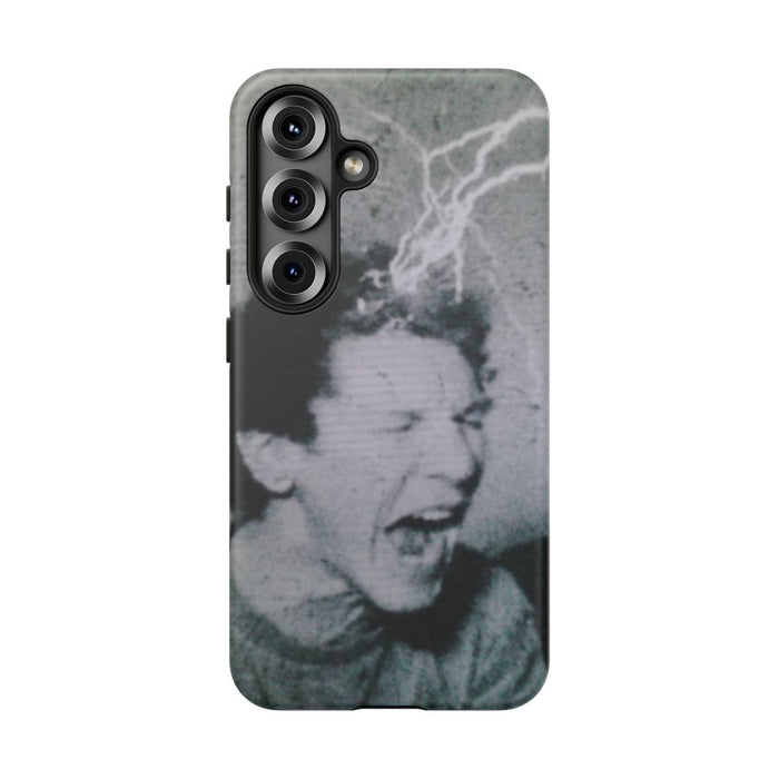 Zwart-Wit Portret met Bliksemeffect en Vintage Look