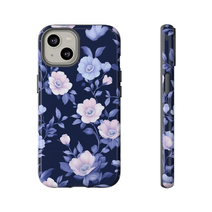 Elegant Blauw-Roze Bloemenpatroon