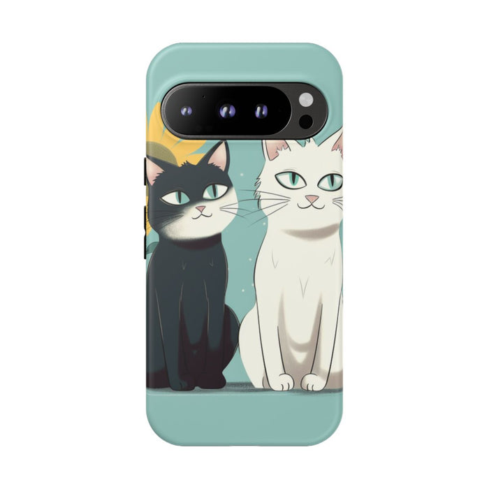 Twee Cartoonkatten met Zonnebloem
