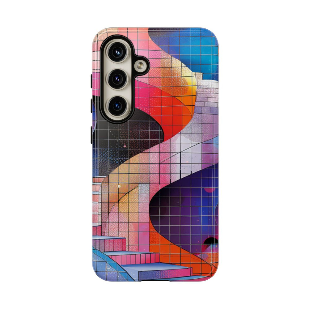 Kleurrijke Abstracte Spiraaltrap met Mozaïekpatroon