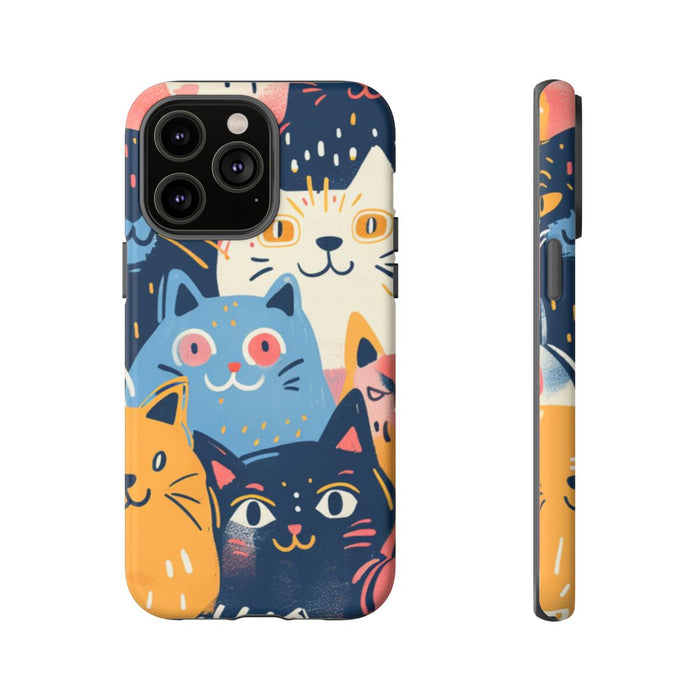 Vrolijk Kattenpatroon in Kleurrijke Illustratie
