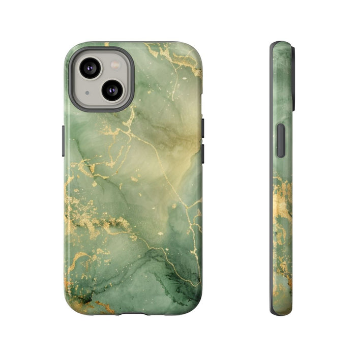 Groene en Gouden Marmer Abstract
