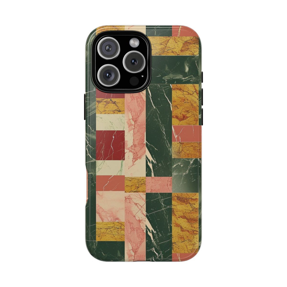 Retro Marmerpatroon in Geometrische Blokken
