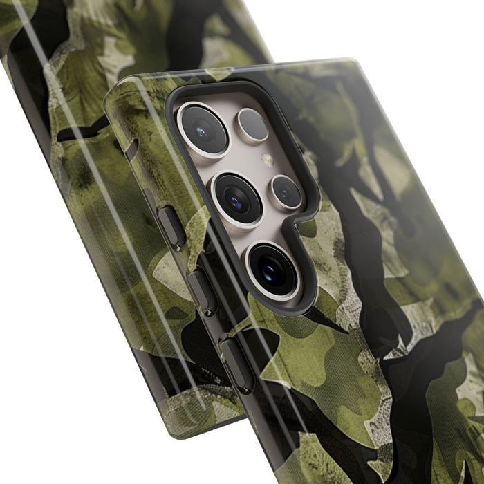 Groen Camouflagepatroon met Zwarte Abstracte Vormen