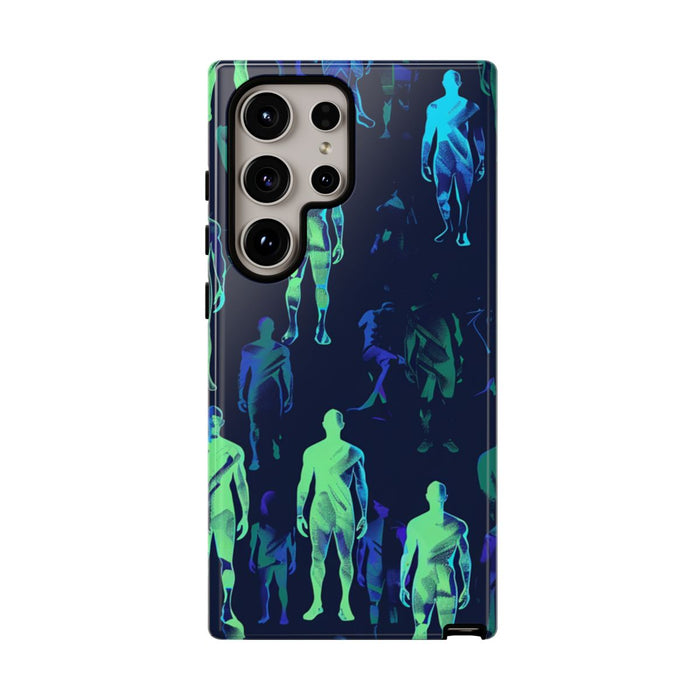 Blauw-Groene Neon Figurenpatroon