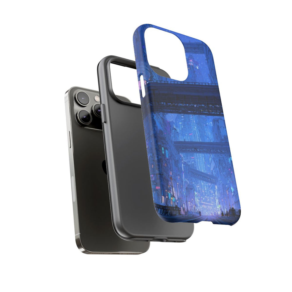 Futuristische Blauwe Stadsstraat