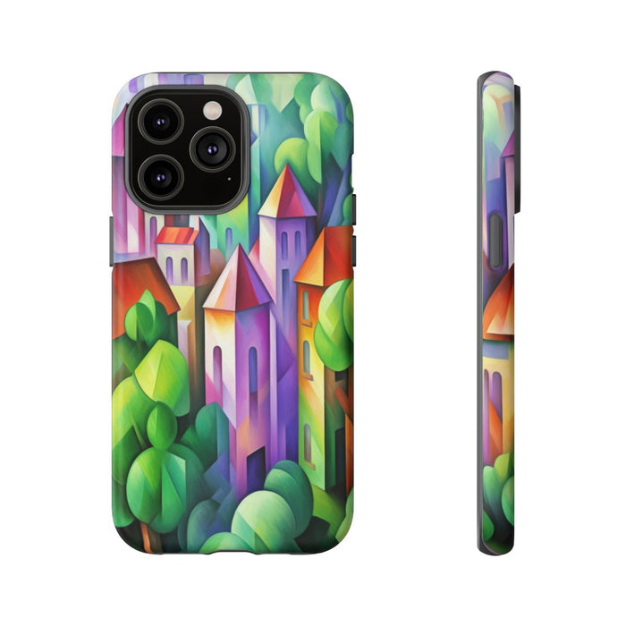 Kleurrijk Abstract Dorp met Landschap