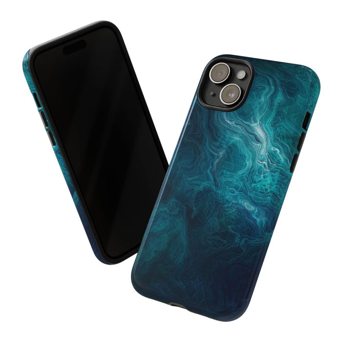 Mystieke Blauwe en Teal Abstracte Krullen