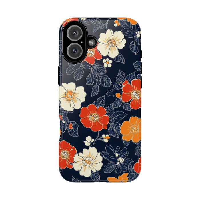 Oranje en Witte Bloemenprint