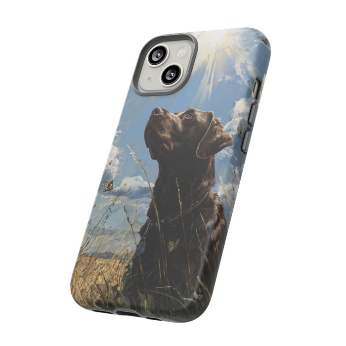 Chocoladekleurige Labrador met Vlinders in Veld