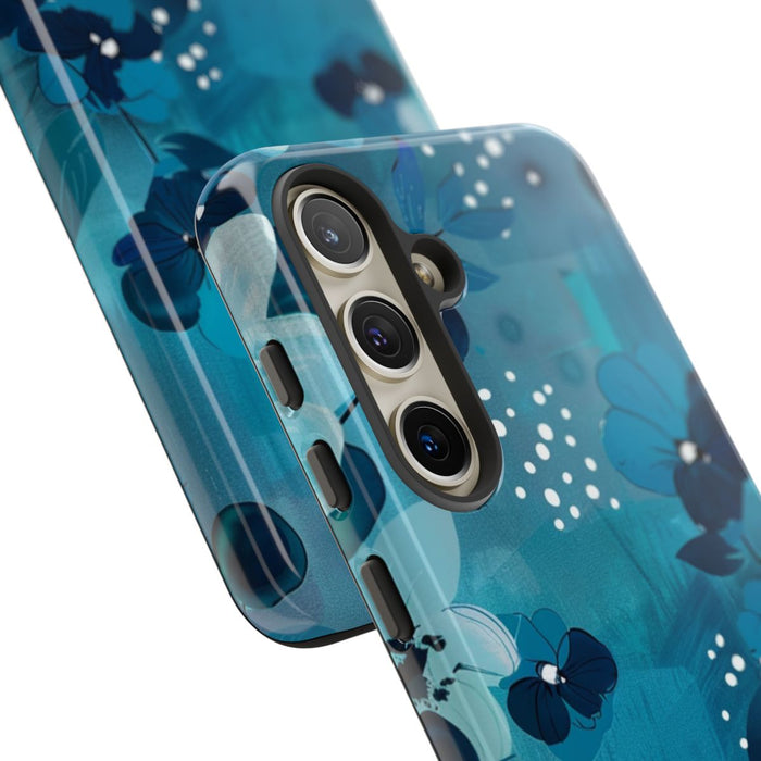 Turquoise Bloemenpatroon met Stippen