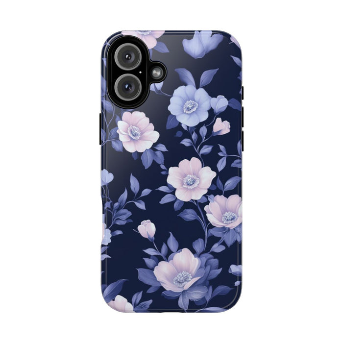 Elegant Blauw-Roze Bloemenpatroon