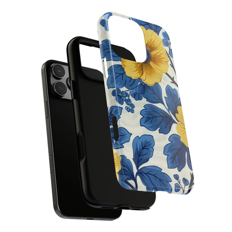 Blauw-Geel Bloemenpatroon