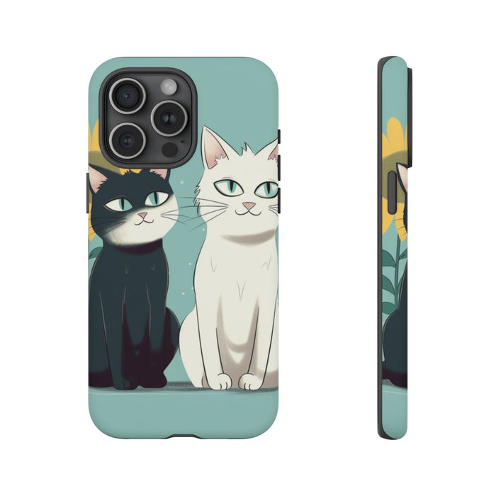 Twee Cartoonkatten met Zonnebloem