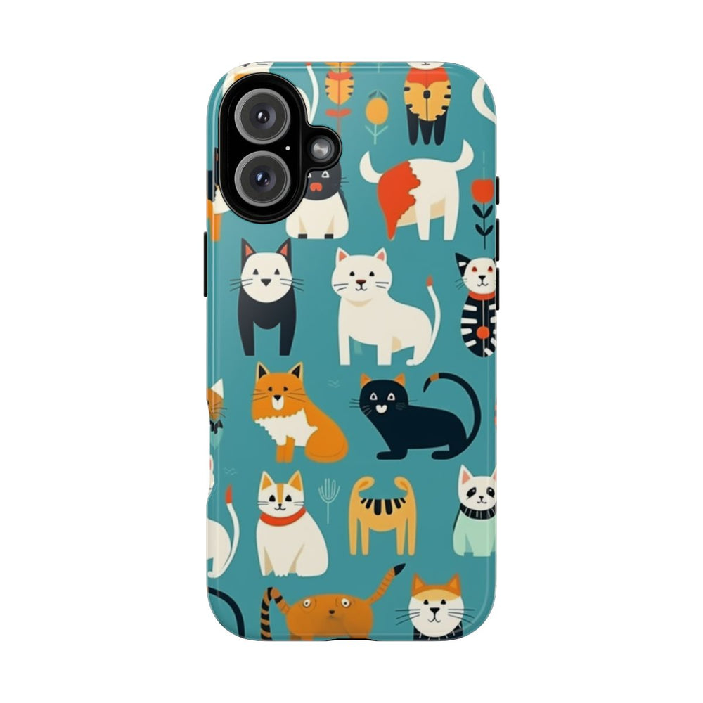 Kleurrijk Kattenpatroon op Glanzend Stevig Hoesje