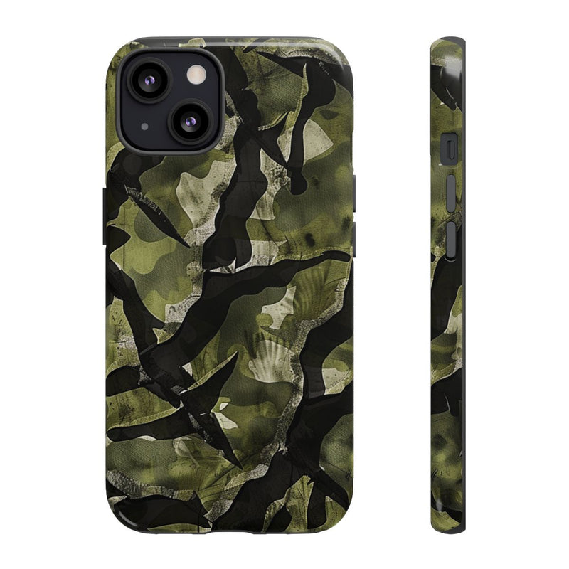 Groen Camouflagepatroon met Zwarte Abstracte Vormen