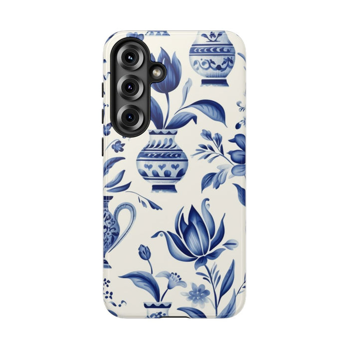 Blauw Bloemmotief met Delfts Vaaspatroon