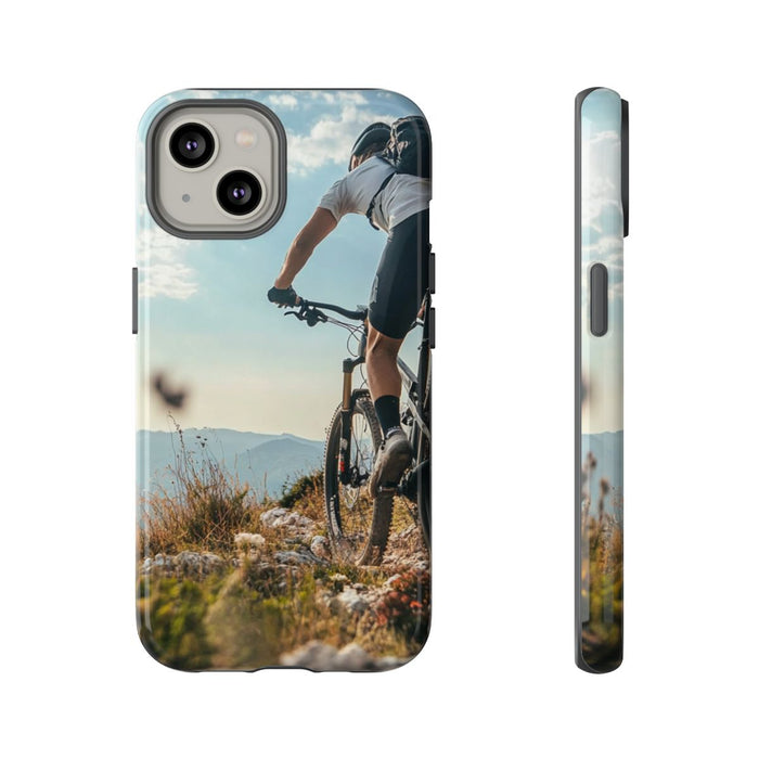 Mountainbiker op Rotsachtig Pad