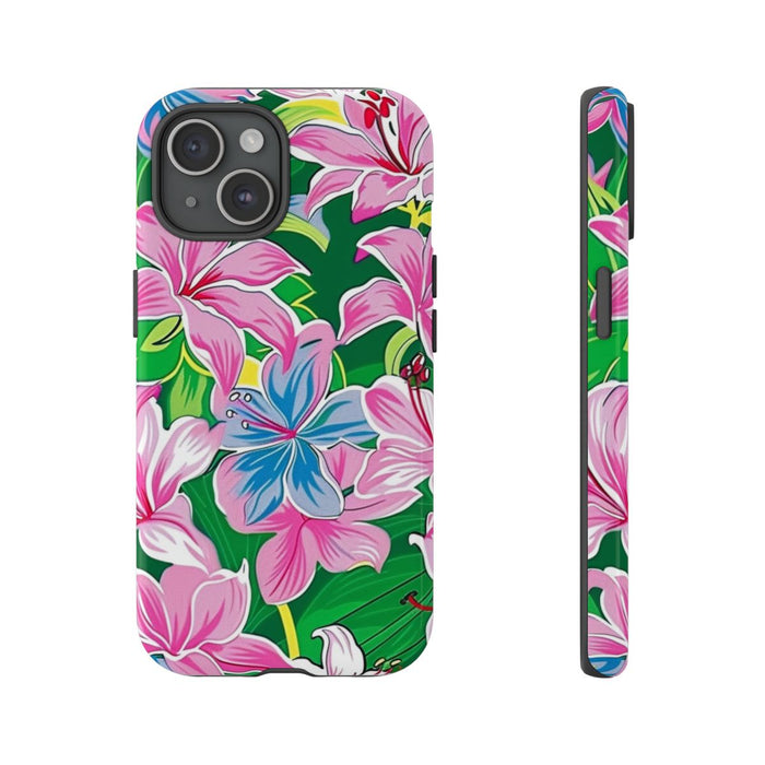 Roze en Blauwe Bloemenprint