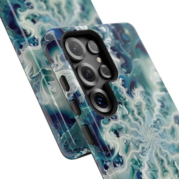 Blauw-Groene Fractalwerveling met Glans