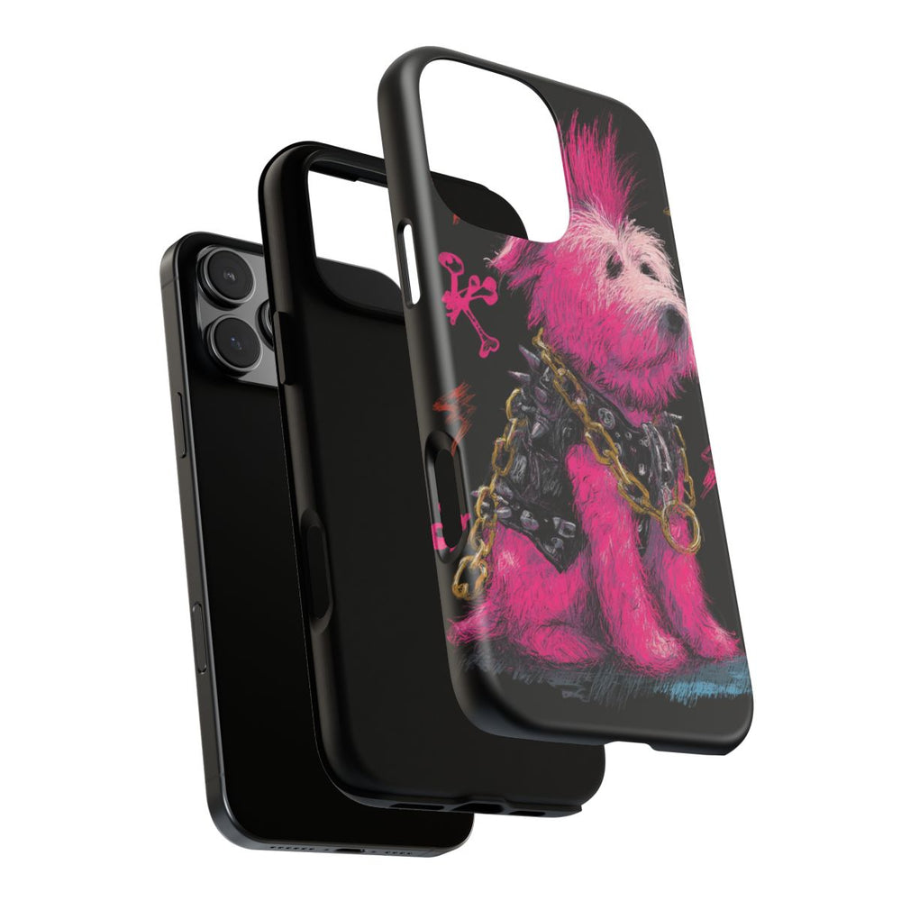 Punk Hond met Roze Hanenkam Illustratie
