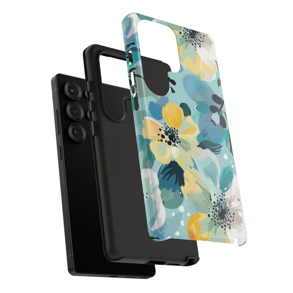 Turquoise Bloemenpatroon met Stippen