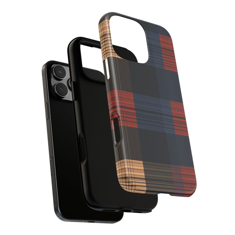 Caramel en Donkerblauw Geruit Patroon