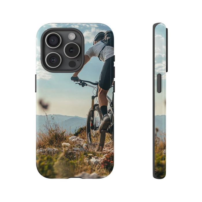 Mountainbiker op Rotsachtig Pad
