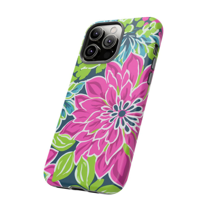 Vrolijk Bloemenpatroon met Roze en Blauwe Bloemen