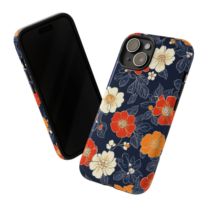 Oranje en Witte Bloemenprint