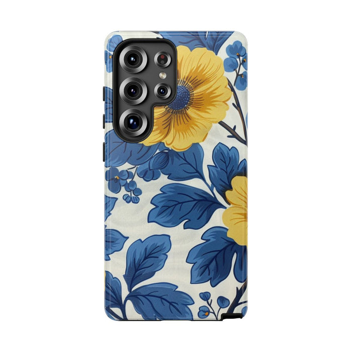 Blauw-Geel Bloemenpatroon