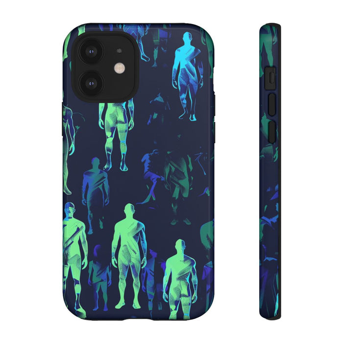 Blauw-Groene Neon Figurenpatroon