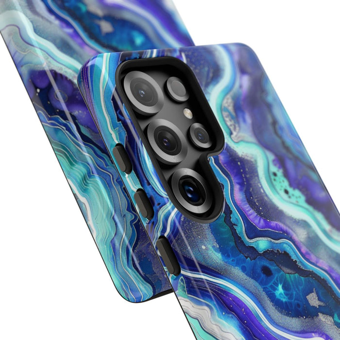 Blauw en Turquoise Geode Wervelpatroon