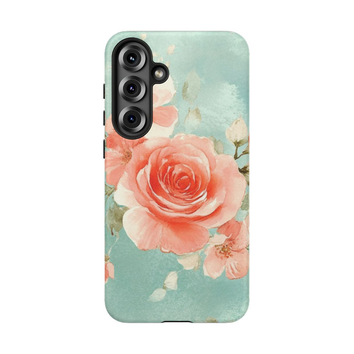 Aquarel Roze Rozen op Turquoise Achtergrond