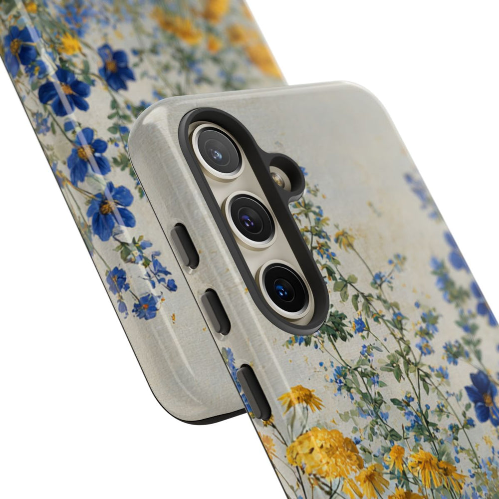 Blauwe en Gele Wilde Bloemen