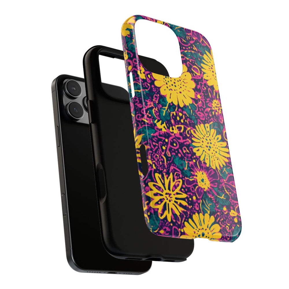 Gele en Paarse Bloemenprint
