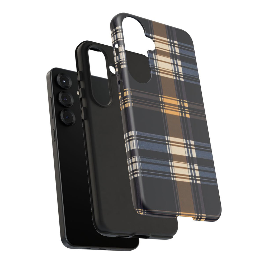 Caramel en Donkerblauw Geruit Patroon